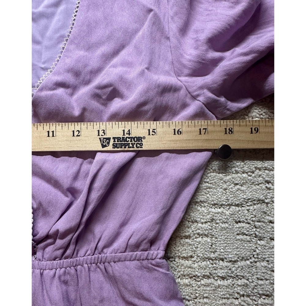 TCEC Mini Dress Women Medium Purple V-Neck Long Sleeve Ruffle Hem Casual NWT - Picture 4 of 7